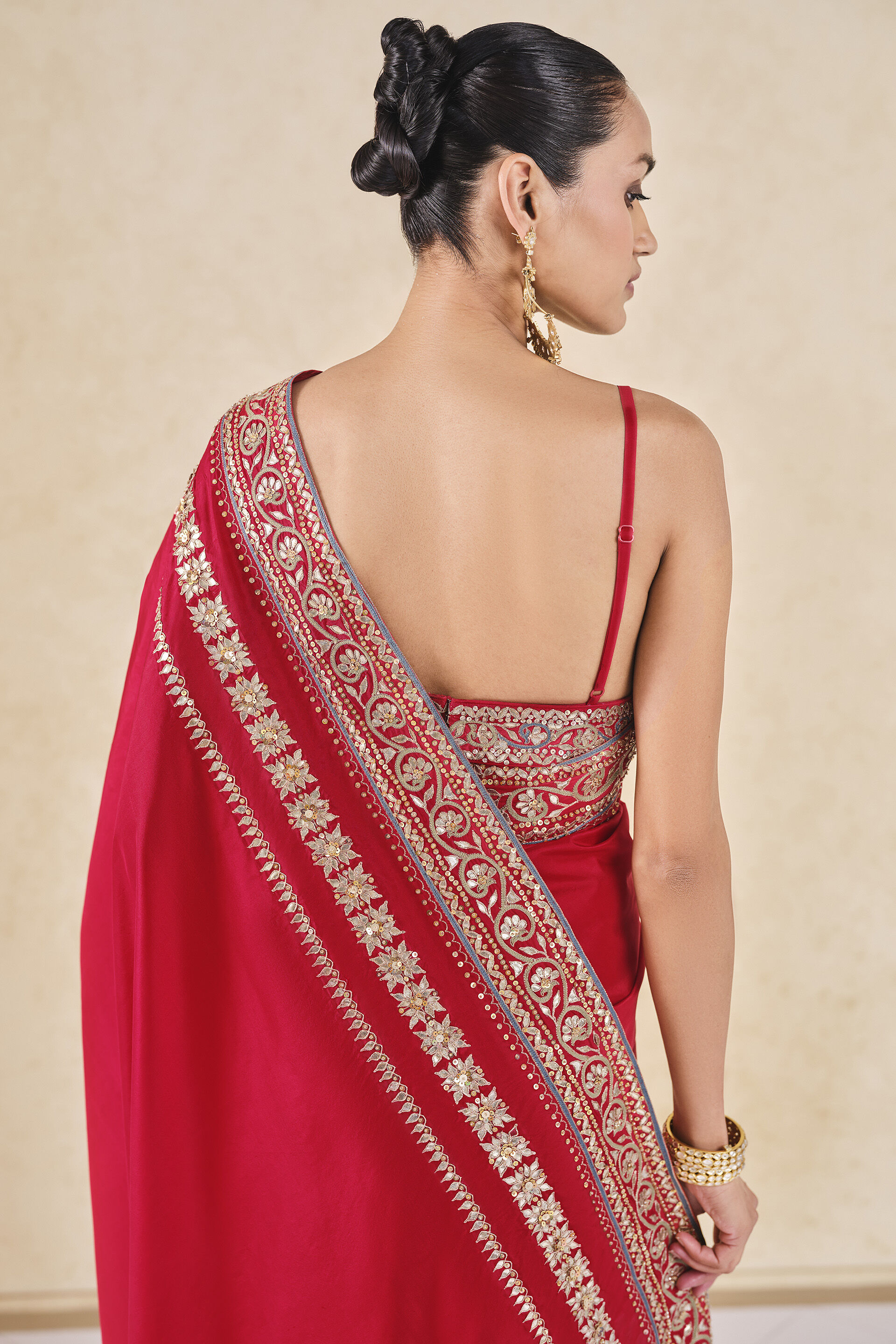Ilham Gota Patti Silk Saree - Red, Red, image 5